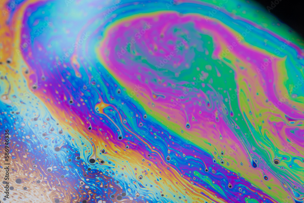 beautiful macro view of soap bubble in closup