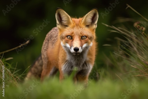 Red fox captured on camera in Co. Carlow, Ireland. Generative AI © AkuAku