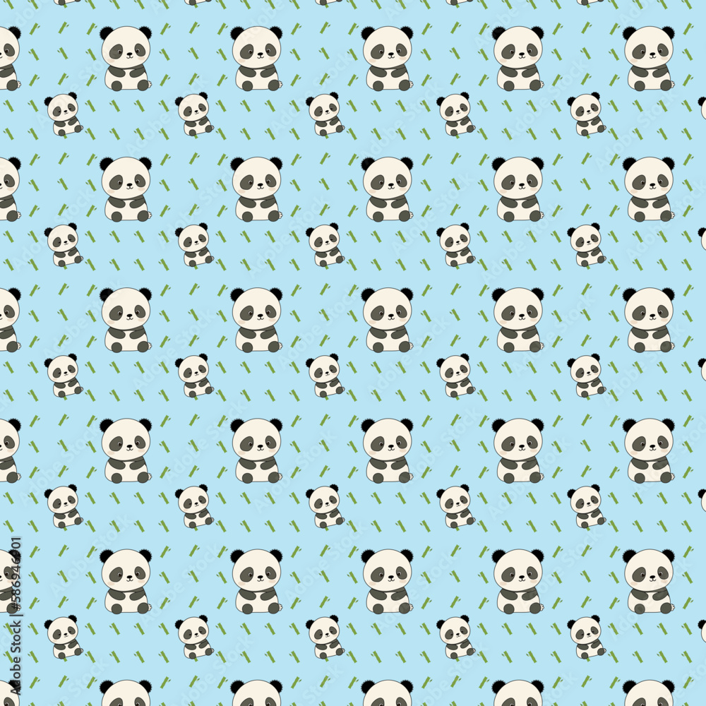Cute bamboo panda pattern blue BG Cute bamboo panda pattern blue BG
