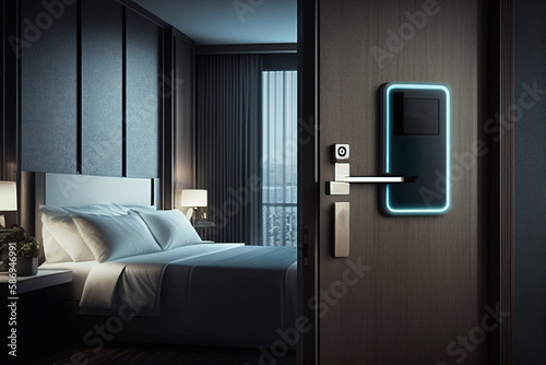 Door knobs handles realistic composition  digital dial pad of ha Generative AI