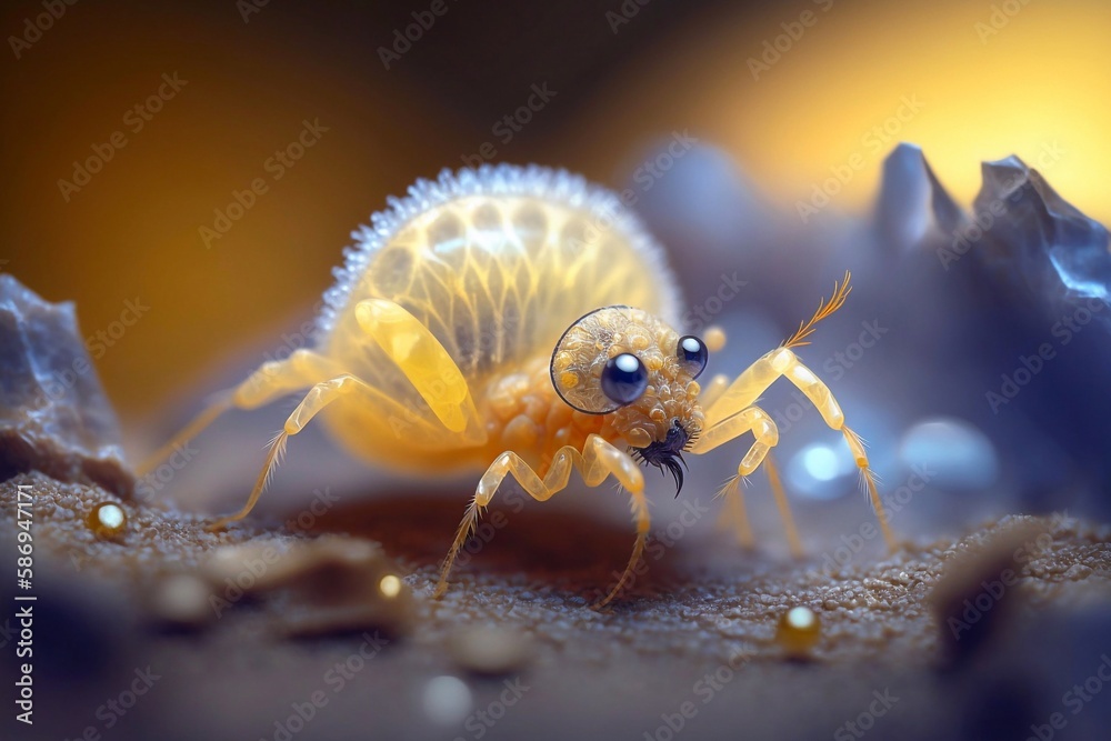 Macro photo micro creatures. Generative AI Macro photo micro creatures. Generative AI