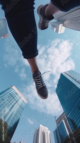 person jumping on the roof Generative Ai