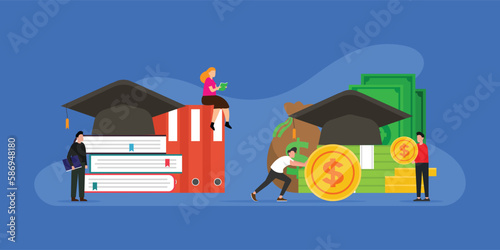 Graduation cost or expensive education or scholarship loan 2d vector illustration concept for banner, website, illustration, landing page, flyer