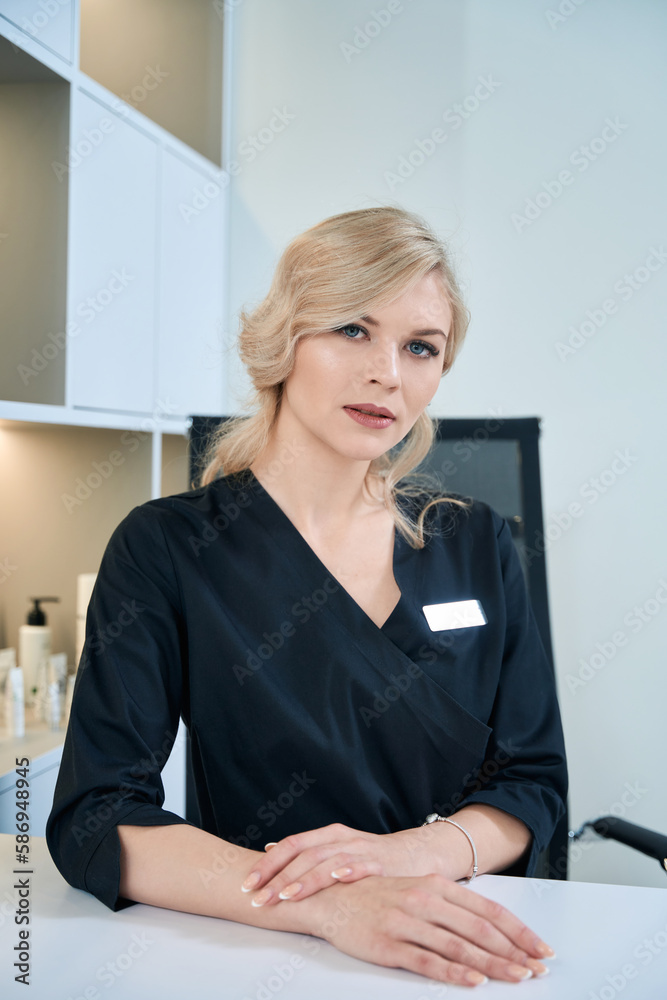 Close up photo of beautiful dermatologist looking at the camera Close up photo of beautiful dermatologist looking at the camera