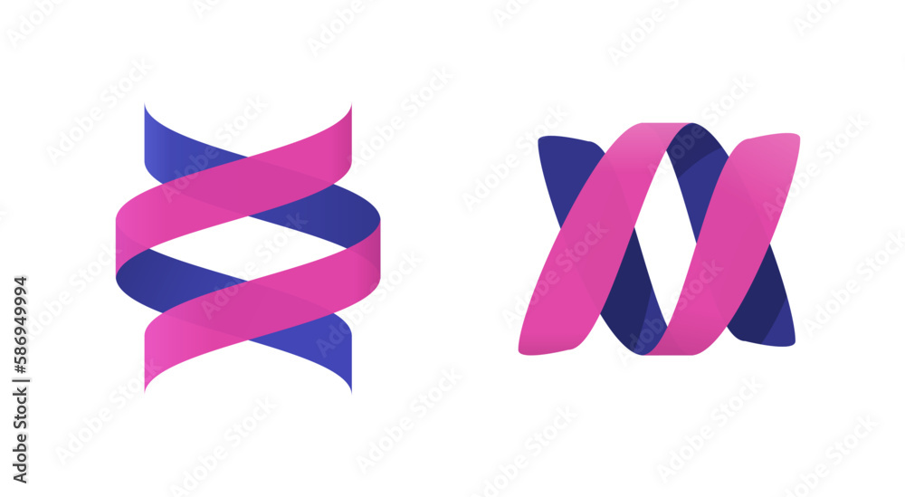 Logo spiral beauty twist ribbon icon vector, twirl spin rotation dna ...