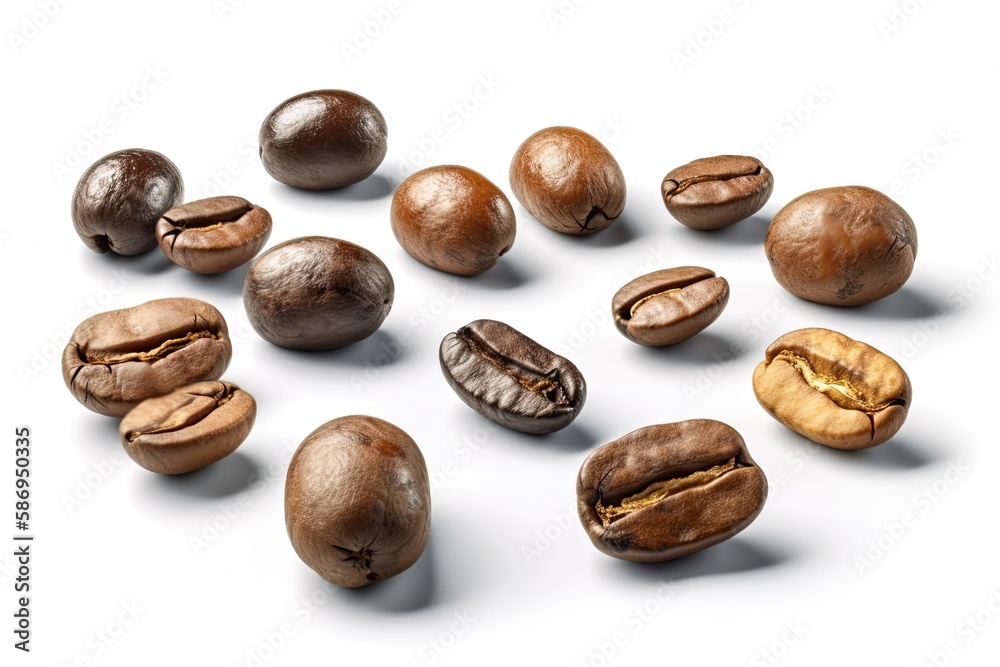 Obraz premium various nuts arranged on a white background. Generative AI