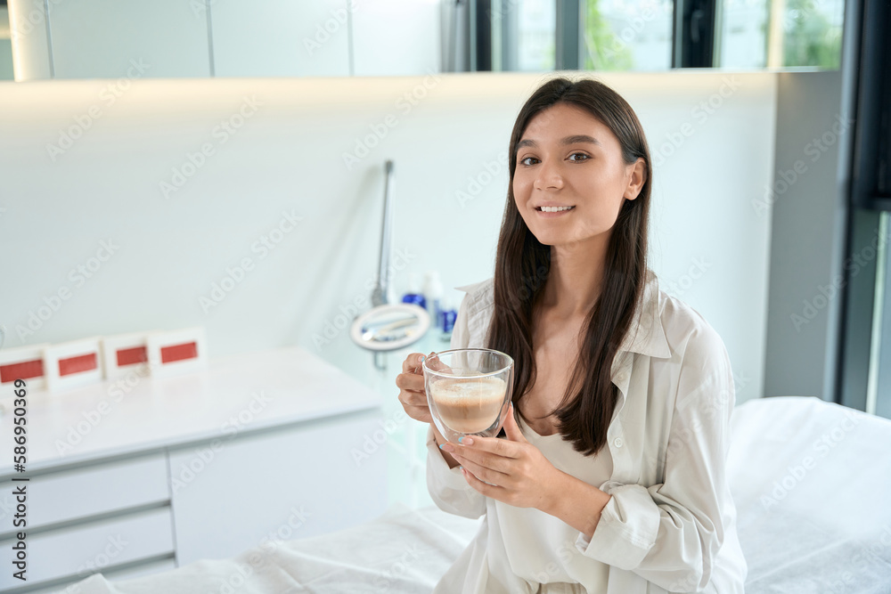 Portrait of beautiful woman waiting for skin treatment Portrait of beautiful woman waiting for skin treatment