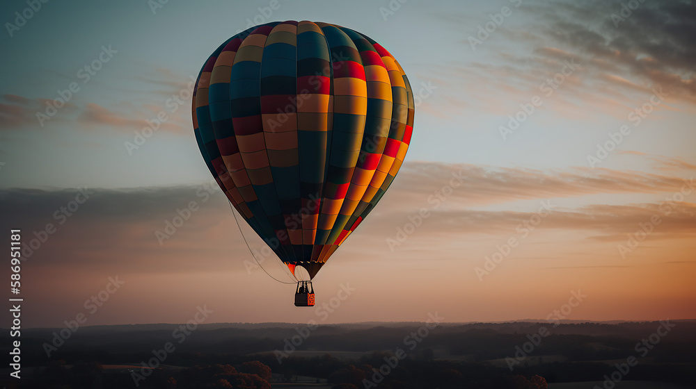 Fototapeta premium hot air balloon at sunset