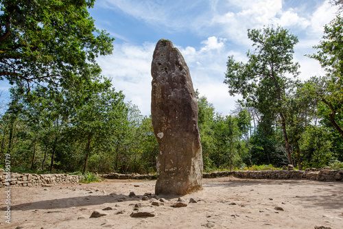 Pre celtic standing granite stones or menhirs in Carnac
