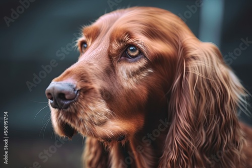 looking portrait setter dog. Generative AI © AkuAku