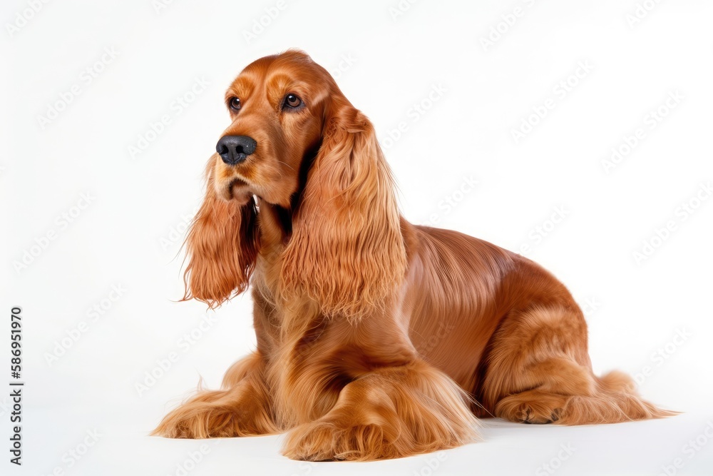 Purebred English Cocker Spaniel dog on a white backdrop. Generative AI Purebred English Cocker Spaniel dog on a white backdrop. Generative AI