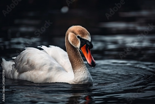the mute swan Swimming in the lake is Cygnus olor. Generative AI