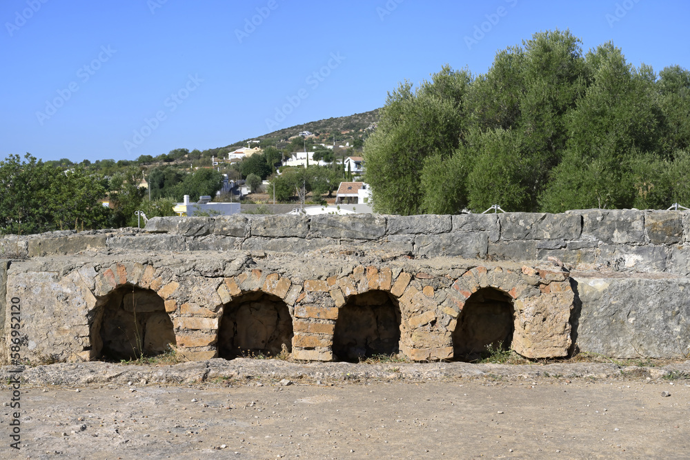 View of the thermal bath section, Milreu ruins, Estoi, Faro district, Algarve, Portugal