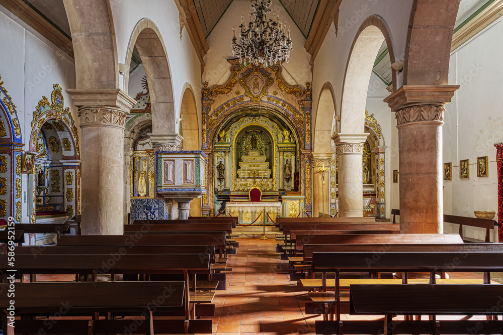 Our Lady of the Assumption Church, Central nave and main choir, Alte, Loule, Algarve, Portugal