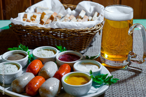 typical german food served with cold beer
