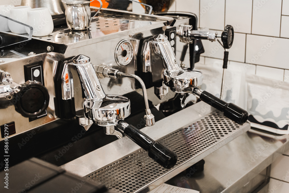 professional coffee machine in a restaurant close-up professional coffee machine in a restaurant close-up