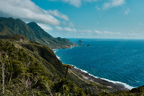 Overlooking the ocean from a mountaintop in Lanyu (Orchid Island), Taiwan.  photo