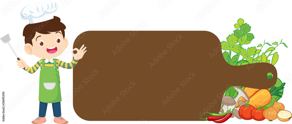kids menu young chef children with blank menu board kids menu young chef children with blank menu board