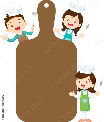 kids menu young chef children with blank menu board