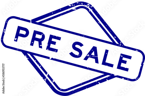 Grunge blue pre sale word rubber seal stamp on white background
