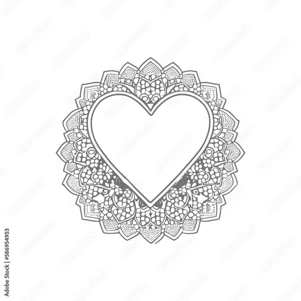 The heart-shaped frames ornate and floral elements are beautifully displayed in a Coloring Book. The heart-shaped frames ornate and floral elements are beautifully displayed in a Coloring Book.