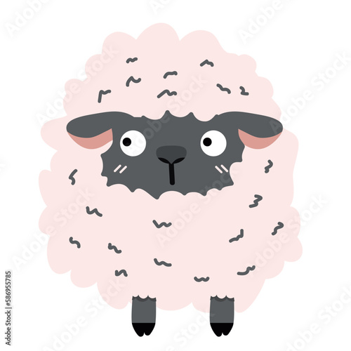 Cute doodle black sheep flat