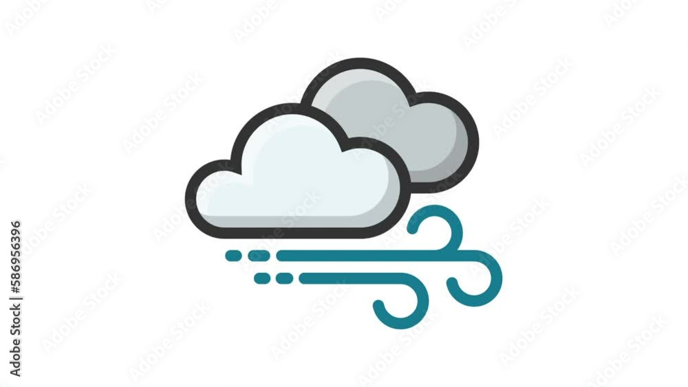 Windy and Cloudy on white background, Weather animated icon
Windy and Cloudy on white background, Weather animated icon