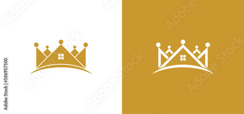 Luxury Crown Home Logo Concept sign icon symbol Element Design. House, Real Estate, Realtor, House, Mortgage Logotype. Vector illustration template