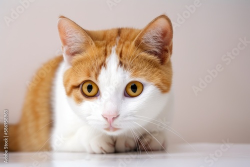 a picture of a juvenile brown and white shorthair cat. Generative AI