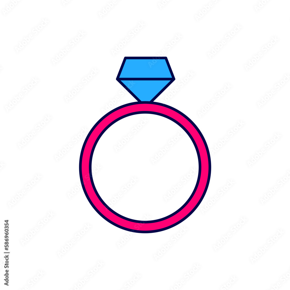 Filled outline Diamond engagement ring icon isolated on white background. Vector Filled outline Diamond engagement ring icon isolated on white background. Vector