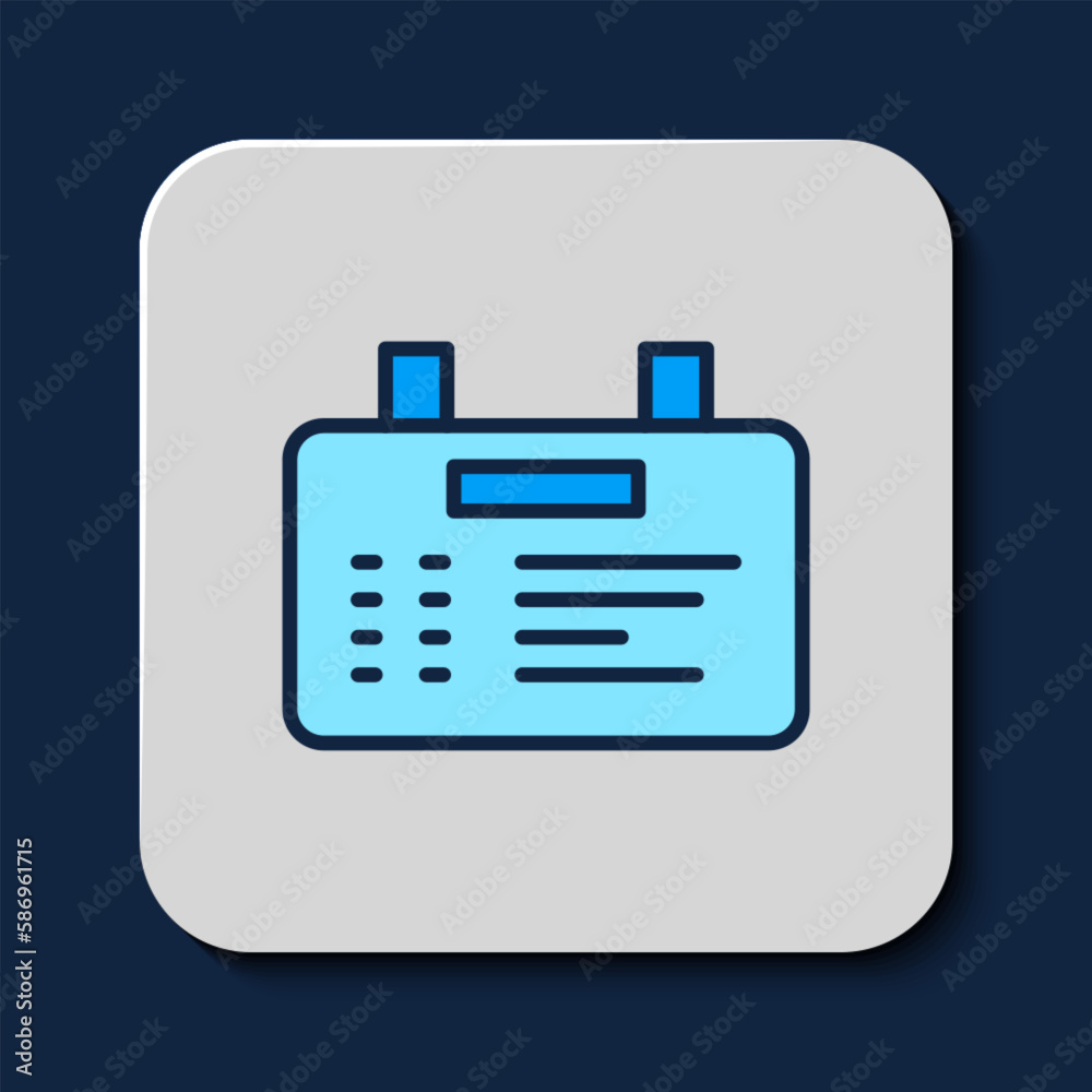 Filled outline Airport board icon isolated on blue background. Mechanical scoreboard. Info of flight on the billboard in the airport. Vector Filled outline Airport board icon isolated on blue background. Mechanical scoreboard. Info of flight on the billboard in the airport. Vector
