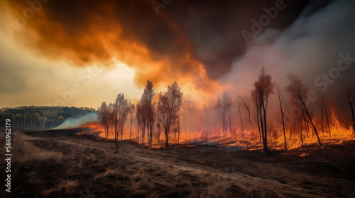 A wildfire burns to ground in the forest © DLC Studio