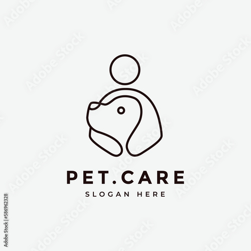 pet care dog cute animal friend mammal pet shop hospital logo design vector design