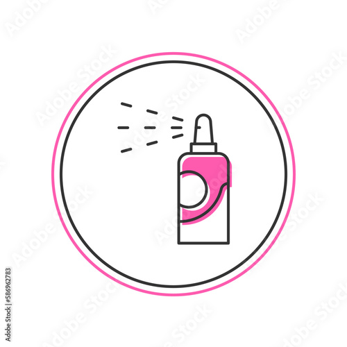 Filled outline Spray can for hairspray, deodorant, antiperspirant icon isolated on white background. Vector