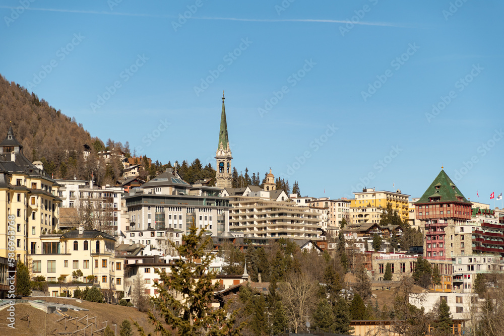 View over the city of Saint Moritz in Switzerland