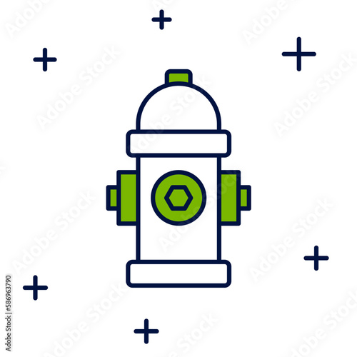 Filled outline Fire hydrant icon isolated on white background. Vector