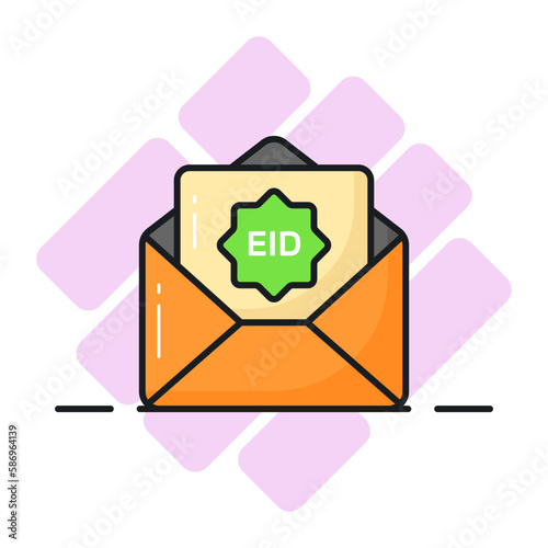 Letter inside envelope showing concept of eid greetings letter in modern style