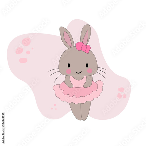 Rabbit girl in a pink dress