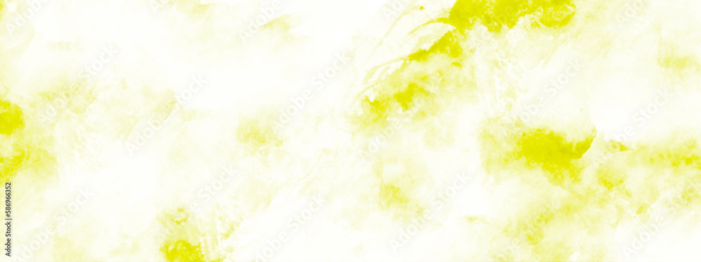 Yellow watercolor background for your design, Watercolour painting soft textured on wet white paper background, Abstract yellow watercolor illustration banner, wallpaper