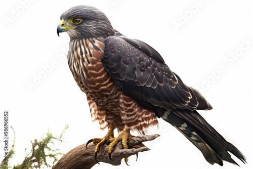 tailed hawk perched on branch