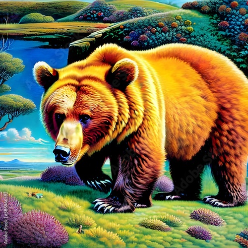 bear in field - generative ai