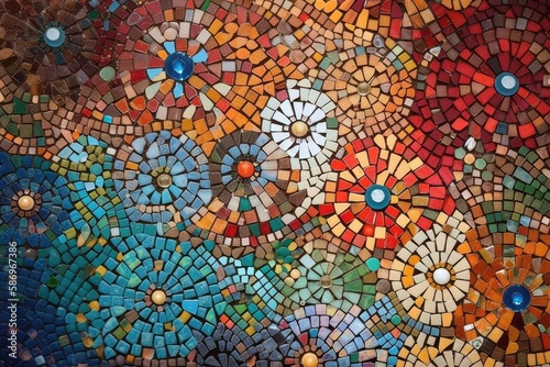 Mosaic - A decorative art form that uses small pieces of colored glass  stone  or other materials to create a pattern or image.