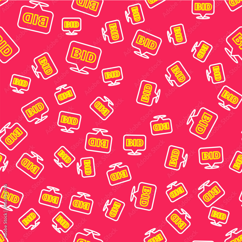 Line Bid icon isolated seamless pattern on red background. Auction bidding. Sale and buyers. Vector Line Bid icon isolated seamless pattern on red background. Auction bidding. Sale and buyers. Vector