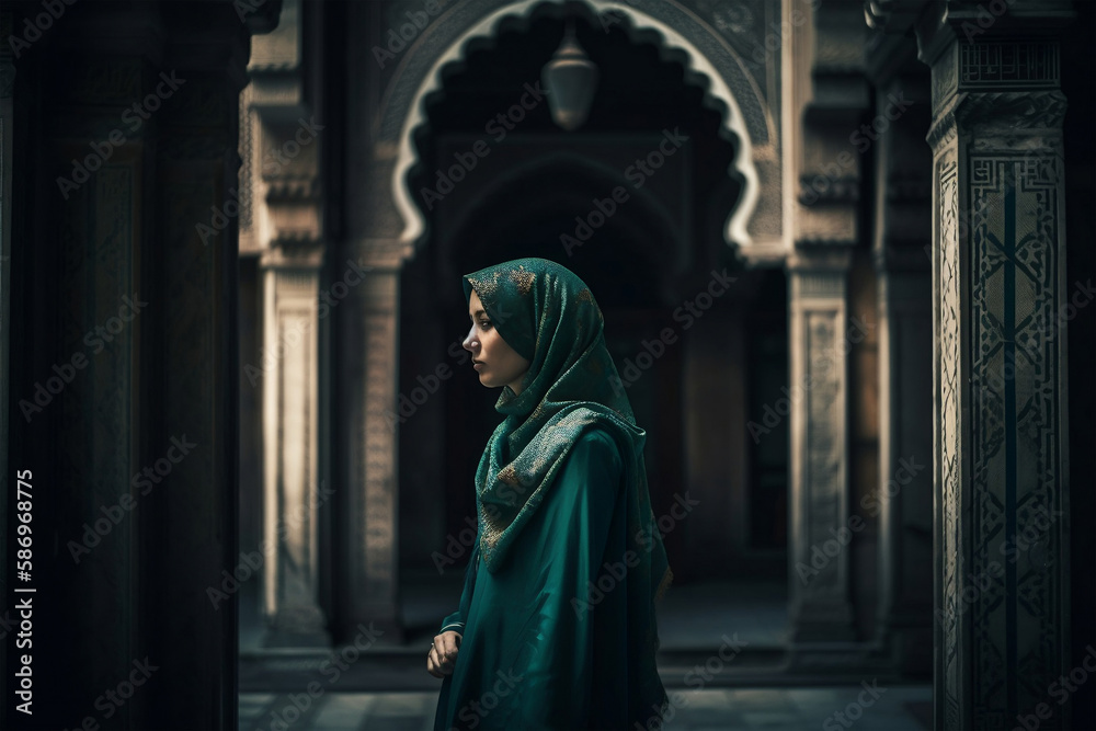 Muslim women in the mosque, generative ai