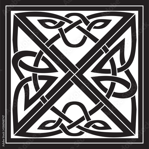 Vector black monochrome Celtic knot. Ornament of ancient European peoples. The sign and symbol of the Irish, Scots, Britons, Franks.