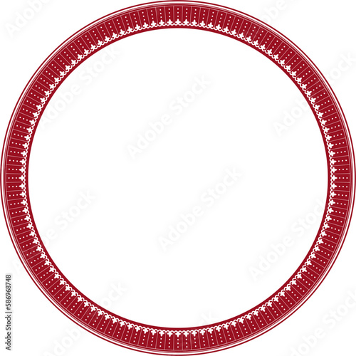 Vector red frame, border, Chinese ornament. Patterned circle, ring of the peoples of East Asia, Korea, Malaysia, Japan, Singapore, Thailand..