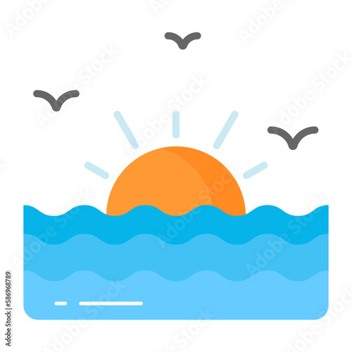 Beautifully designed vector of sunset in trendy style  premium icon