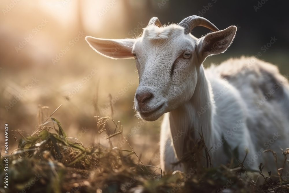 The little goat was contentedly munching on grass in the morning. Generative AI The little goat was contentedly munching on grass in the morning. Generative AI