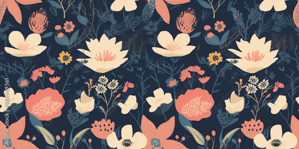 illustration of a seamless floral pattern in spring for Weddings, anniversaries, birthdays and parties. Design for banner, poster, card, invitation, and scrapbook, generative AI illustration of a seamless floral pattern in spring for Weddings, anniversaries, birthdays and parties. Design for banner, poster, card, invitation, and scrapbook, generative AI