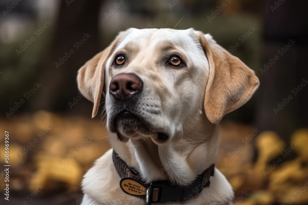 Detailed portrait of a Labrador Retriever dog. Generative AI
